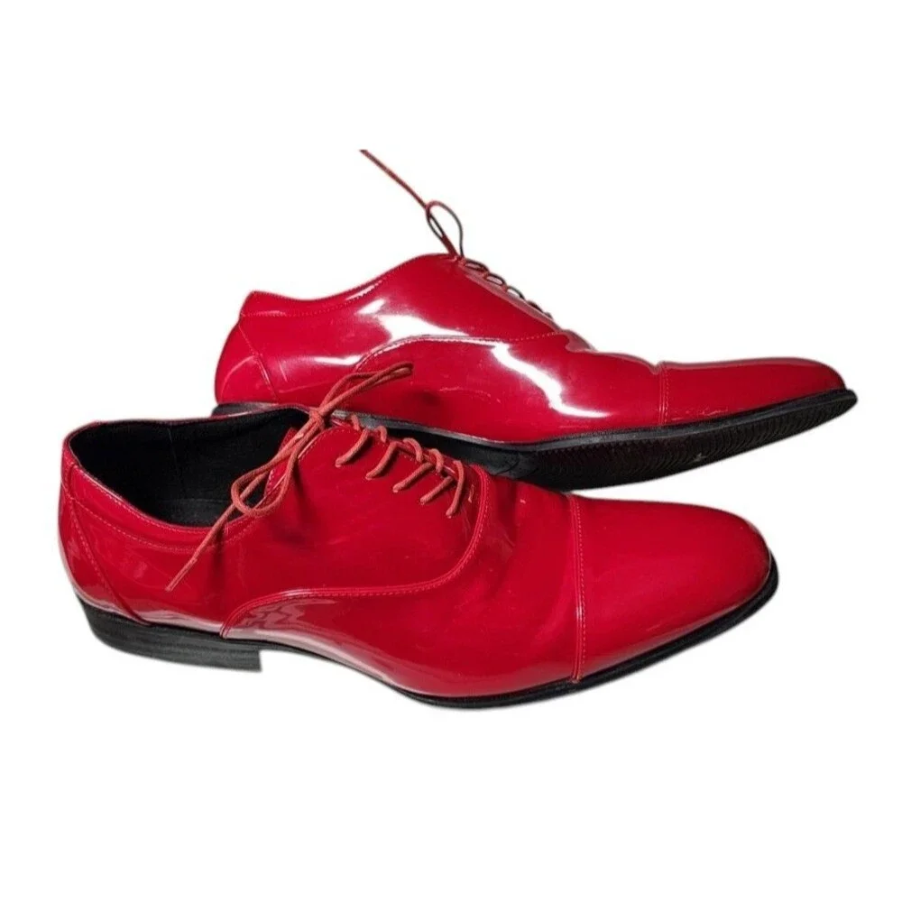 Stacy Adams Gala Cap Toe Oxfords Red Patent Leather Size 15 Tuxedo Shoe